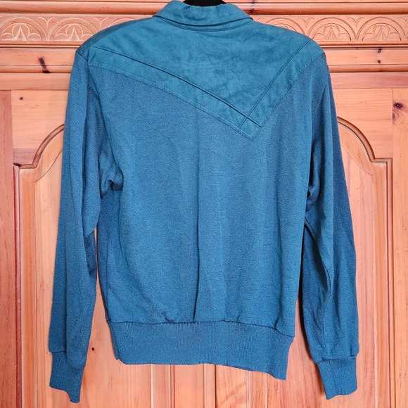 Vintage Union Made Lilli Ann Collections Teal Pullover Sweater With Suede Detail - Picture 2 of 10